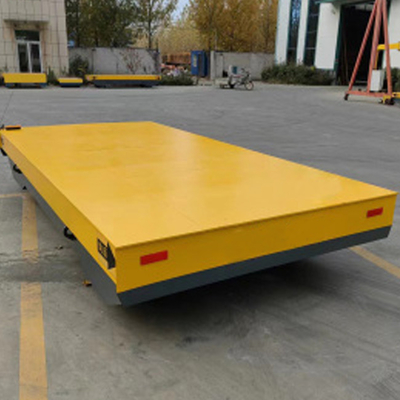 Electric Flatbed Yellow Automatic Transfer Trolley / AGV Cart Transfer